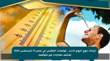 ارتباك جوي اليوم الأحد.. توقعات الطقس في مصر 17 أغسطس 2025 تكشف مفاجآت غير متوقعة